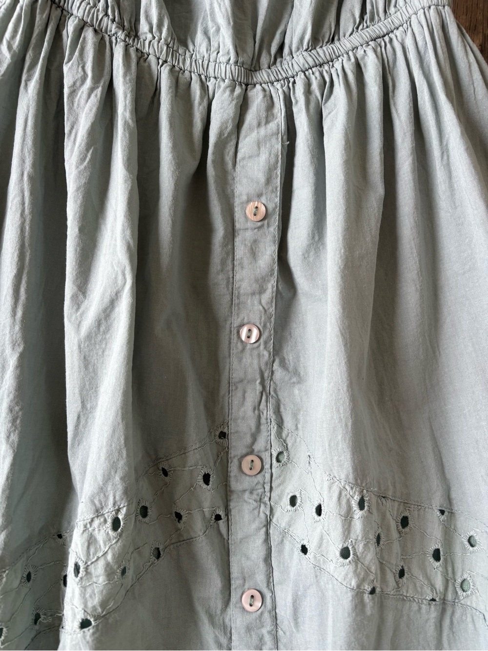 Off-Shoulder Eyelet Midi Dress in Sage Green - Picture 6 of 11